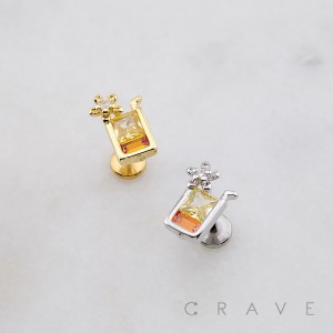 DRINK CZ CRYSTAL THREADLESS (PUSH IN) 316L SURGICAL STEEL LABRET SET